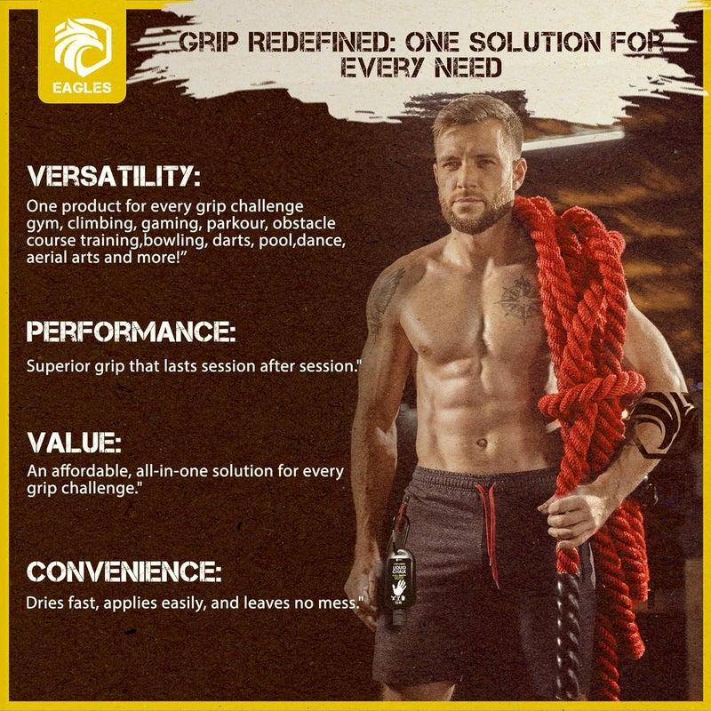 Eagle's Pro Grade Gym Liquid Chalk 50, 120 or 280ml Mess-Free Chalk for Weightlifting, Gymnastics Rock Climbing, Pole Grip, Sports Dries in Seconds - Sweat-Resistant and Long Lasting - Image 5
